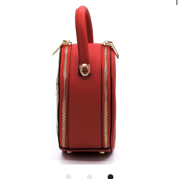 NWOT Round Deep Red and Cheetah Print Mini Bag - Picture 2 of 10